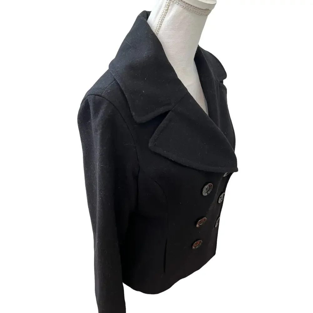 Michael Kors Classic Wool blend pea coat Black M